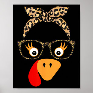 Affiche Dinde de Thanksgiving Visage Léopard Lunettes Pour