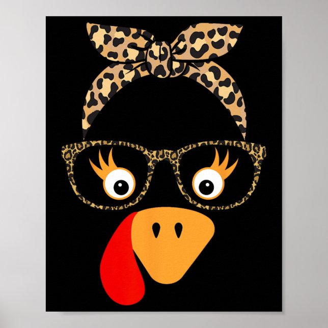 Affiche Dinde de Thanksgiving Visage Léopard Lunettes Pour (Devant)