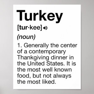 Affiche Dinde Définition Amusant Repas de Thanksgiving Cos