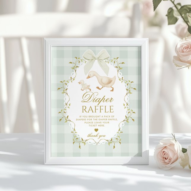Affiche Dinde Diaper Raffle Vert Sauge Fantaisiste (Créateur téléchargé)