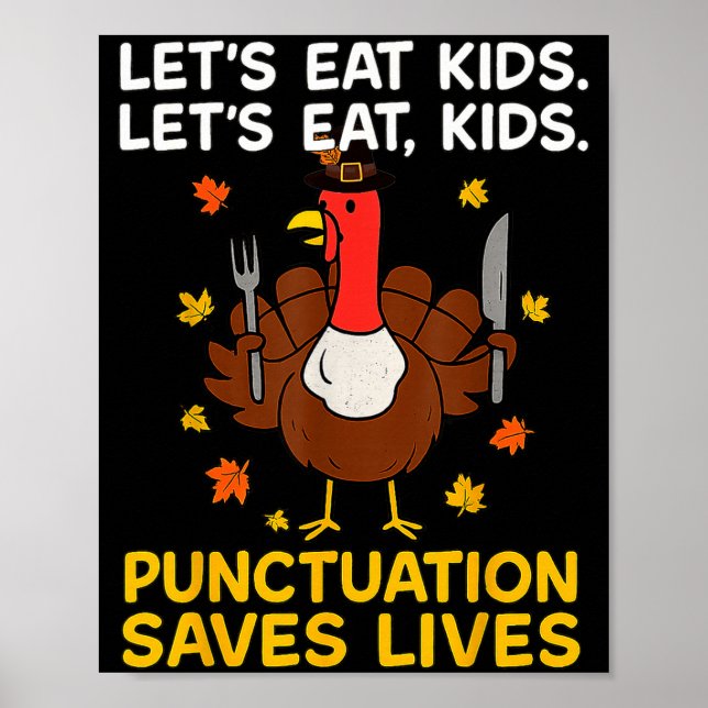 Affiche Dinde drôle de grammaire de Thanksgiving pour homm (Devant)