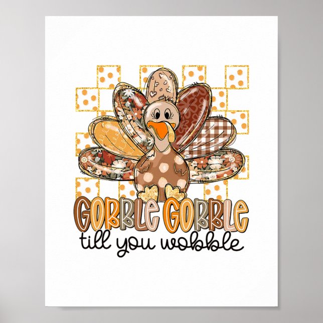 Affiche Dinde drôle de Thanksgiving glousse jusqu'à ce que (Devant)