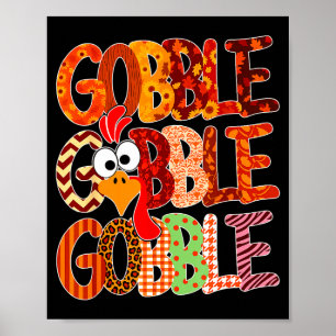 Affiche Dinde drôle de Thanksgiving Gobble Gobble Femme Fi