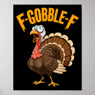 Affiche Dinde drôle de Thanksgiving humour hommes femmes F