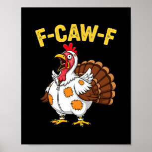 Affiche Dinde drôle de Thanksgiving poulet déguisé en humo