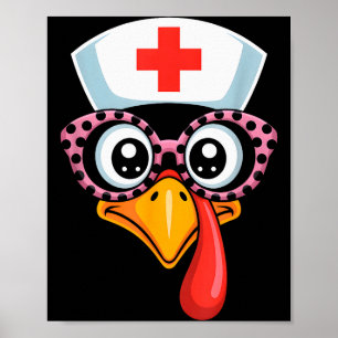 Affiche Dinde drôle de visage d'infirmière de nettoyage de