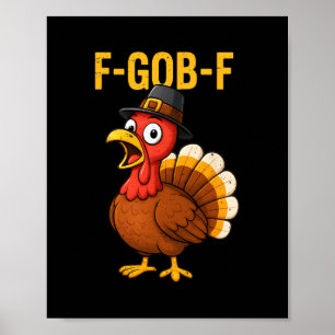 Affiche Dinde drôle glousse F-glo-glo Merci Reconnaissant 