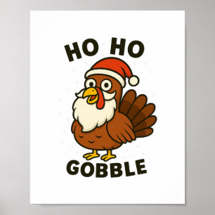 Affiche Dinde drôle Père Noël Noël Action de grâce Humour