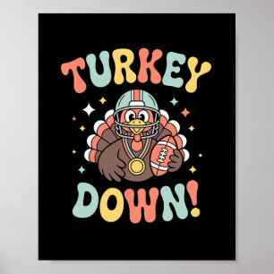 Affiche Dinde en bas drôle de Footll Thanksgiving