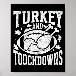 Affiche Dinde Et Touchdowns Drôle De Football De Thanksgiv