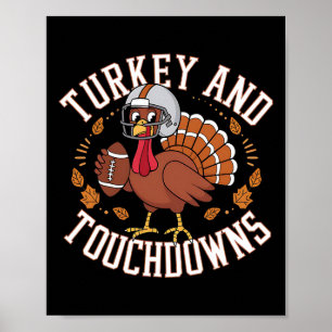 Affiche Dinde et touchés drôle de football de Thanksgiving