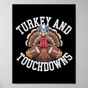 Affiche Dinde et touchés drôle de football Thanksgiving