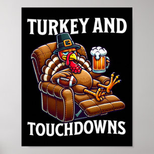 Affiche Dinde et touchés Papa de football de Thanksgiving