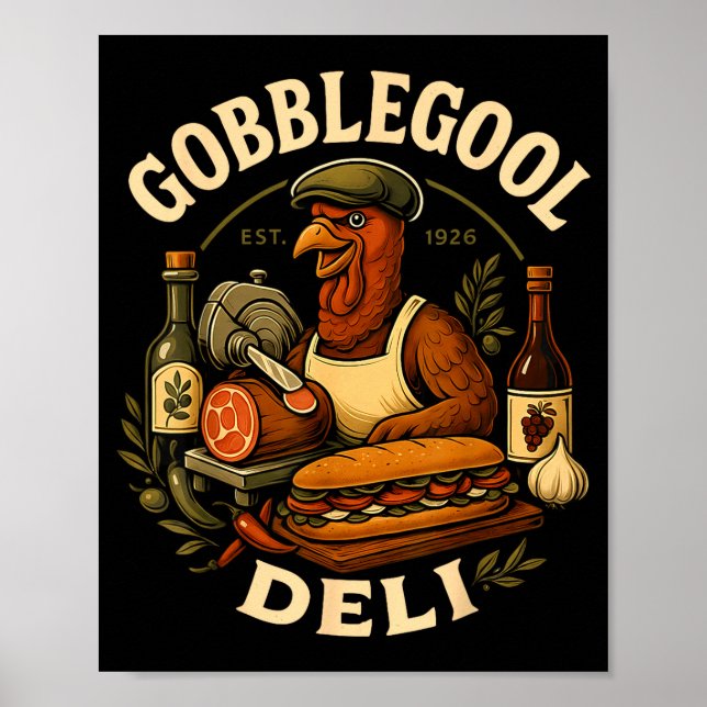 Affiche Dinde Gobbol de Thanksgiving Chef de dinde italien (Devant)
