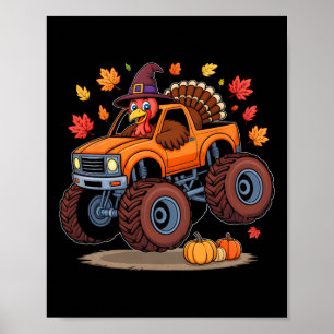 Affiche Dinde Monster Truck Action de grâce Pilgrim Enfant