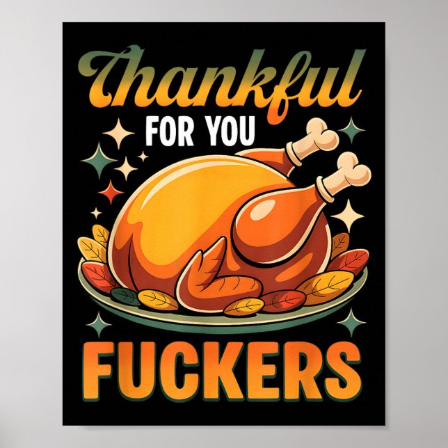 Affiche Dinde Rôtie de Thanksgiving Reconnaissant Envers V (Devant)