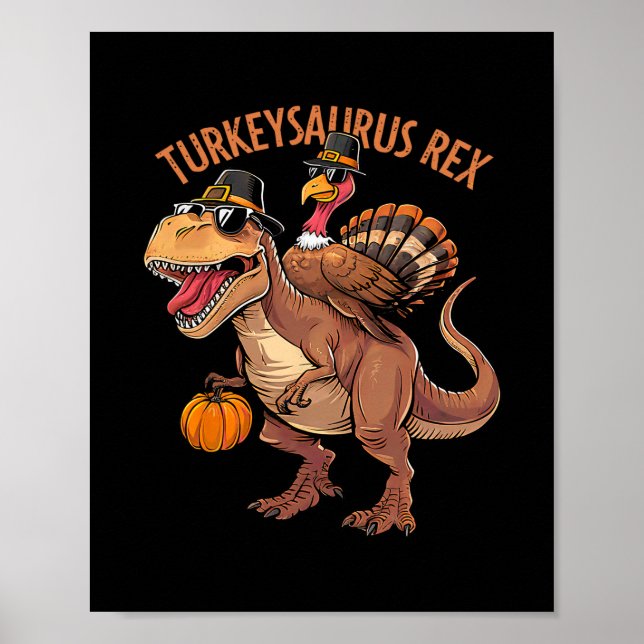 Affiche Dinde Saurus Rex Dinde Dino Action de grâce Tout-p (Devant)