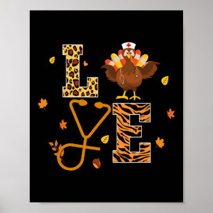 Affiche dinde Sthetoscope infirmière thansgiving femmes ho