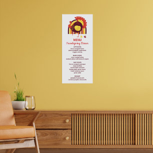 Affiche Dinde stylisée Groovy Rainbow Joyeux Friendsgiving