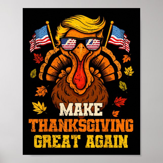 Affiche Dinde Trump Drôle Rendez Thanksgiving Great Again  (Devant)