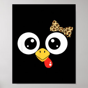 Affiche Dindon aux yeux mobiles avec noeud léopard, dessin