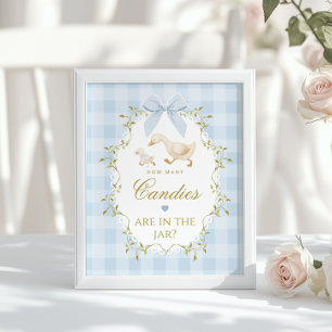 Affiche Dindon Comment compter les bonbons Blue Gingham