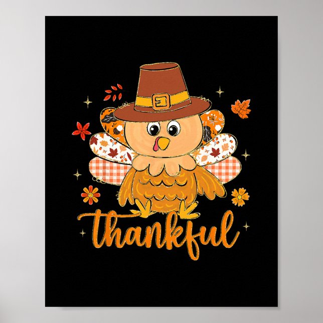 Affiche Dindon de Thanksgiving Préppy Vibrations d'Automne (Devant)