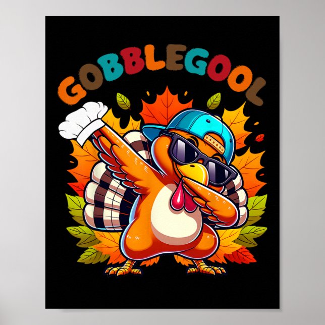 Affiche Dindon Gobblegool Danse Dabbing de Thanksgiving  (Devant)