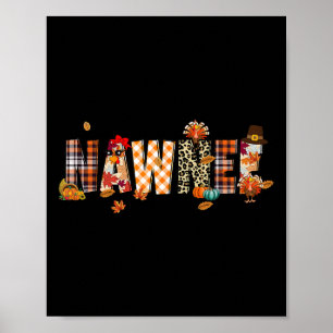 Affiche Dindon Nawnee Rétro Automne Léopard Action de grâc