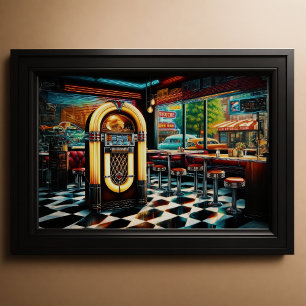 Affiche Diner 1950 avec Jukebox