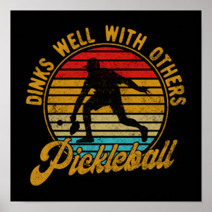 Affiche Dîner bien avec d'autres Pickleball Retro Vintage
