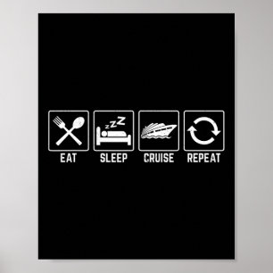 Affiche Dîner Croisière Sleep Répéter Vacances Croisière F