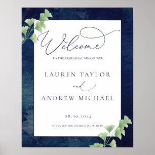 Affiche Dîner de répétition à l'aquarelle avec verdure ble