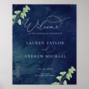 Affiche Dîner de répétition aquarelle vert foncé bleu