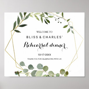 Affiche Dîner de répétition Bienvenue Feuilles Vertes Trop