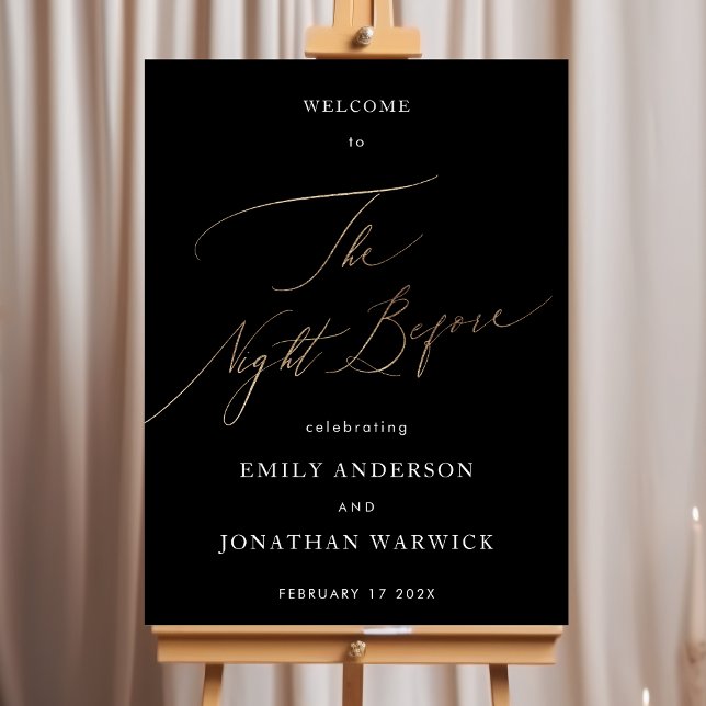 Affiche Dîner de répétition de calligraphie jaune noir (Créateur téléchargé)