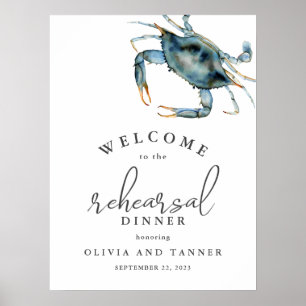 Affiche Dîner de répétition de fruits de mer au crabe bleu