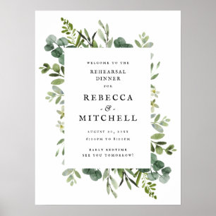 Affiche Dîner de répétition de mariage à la verdure élégan
