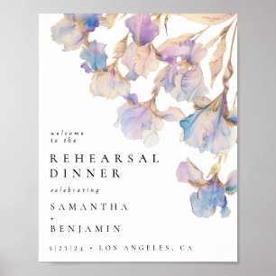 Affiche Dîner de répétition de mariage floral d'iris éléga