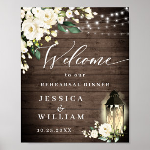 Affiche Dîner de répétition en bois rustique de la lantern