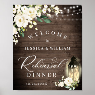 Affiche Dîner de répétition en bois rustique de la lantern
