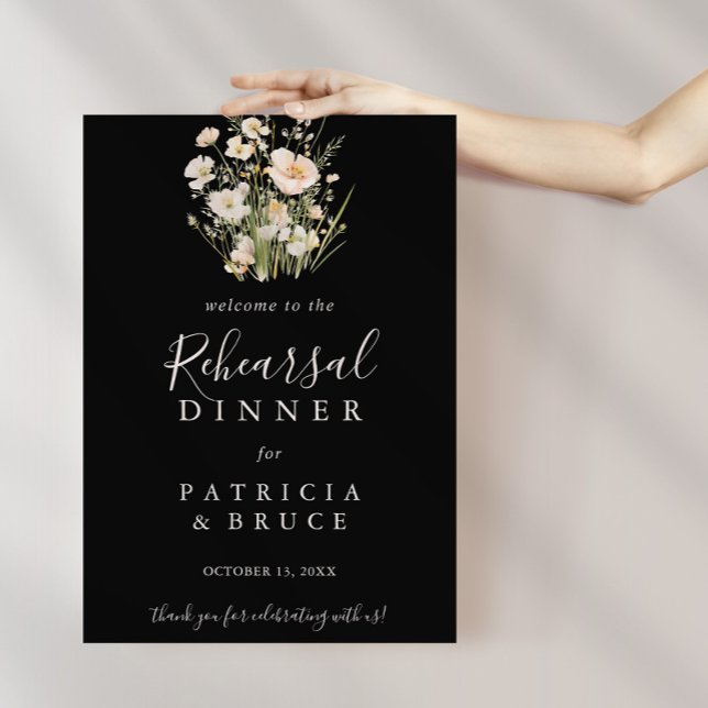 Affiche Dîner de répétition noir Fleur sauvage classique B (Créateur téléchargé)