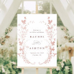 Affiche Dîner de répétition Silhouette Fleur sauvage rose<br><div class="desc">Cette élégante feuille d'or faux rose signe mariage de la répétition de dîner présente une silhouette fleur sauvage comme une couronne. Pour une personnalisation plus avancée de cette conception,  cliquez sur le BOUTON OUTIL DESIGN BLEU ci-dessus ! Des articles correspondants sont également disponibles.</div>