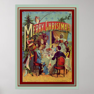 Affiche Dîner vintage Retro Joyeux Noël