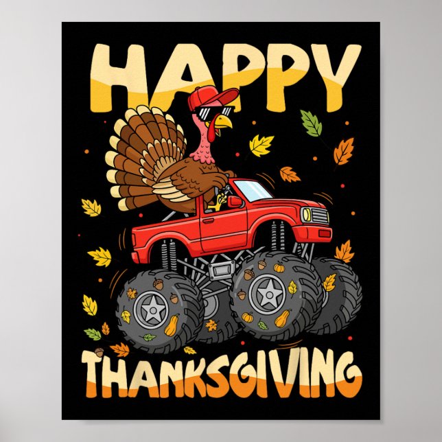 Affiche Dînette D'automobile De Dinosaure De Thanksgiving  (Devant)