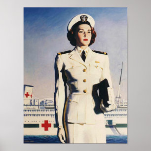 Affiche d'infirmière de marine du cru WW II
