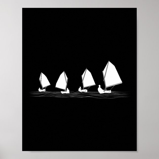 Affiche Dinghy Sail Boat Laser Optimist Racing Sailing Las (Devant)