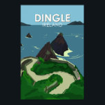 Affiche Dingle Peninsula Irlande Voyage Vintage<br><div class="desc">Design vectoriel de Dingle Peninsula. La péninsule de Dingle,  sur la côte atlantique sud-ouest de l'Irlande,  est entourée de plages de sable et de falaises escarpées.</div>