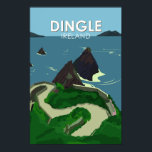 Affiche Dingle Peninsula Irlande Voyage Vintage<br><div class="desc">Design vectoriel de Dingle Peninsula. La péninsule de Dingle,  sur la côte atlantique sud-ouest de l'Irlande,  est entourée de plages de sable et de falaises escarpées.</div>