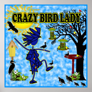 Affiche Dingue Bird Lady Design